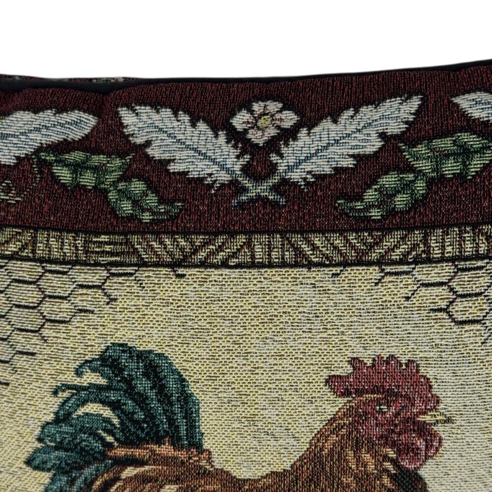 Rooster Tapestry Pillow Multicolor Farmhouse Country Floral Square Home Decor - Picture 3 of 12